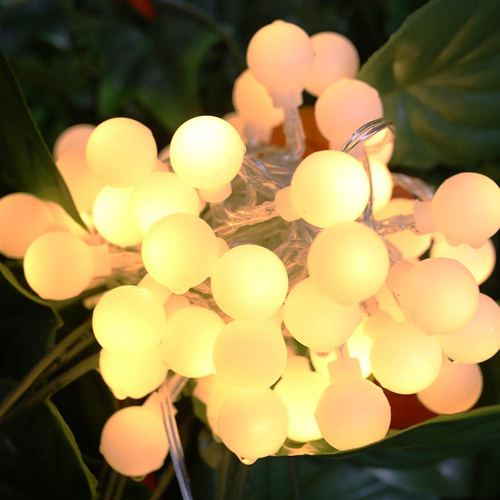 Johouse Globe String Lights, Battery Operated Waterproof Starry Light Fairy Lights Christmas Decor for Home Lawn Garden Wedding Party, Warm White, 16ft 50 LEDs