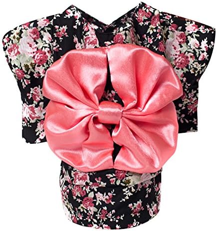 WuKong Multi-size Spring and Summer Pet Dog Clothes Teddy Hiromi Floral Kimono Dress (L, Black)