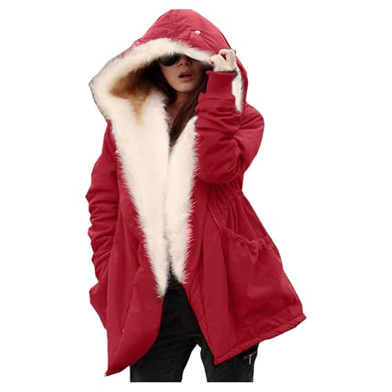 red faux fur hoodie