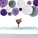 12pcs 8'' 10'' 14'' Mixed Lavender Purple Grey White Tissue Pom Poms Paper Flower Wedding Bridal Shower Party Fluffy Decoration