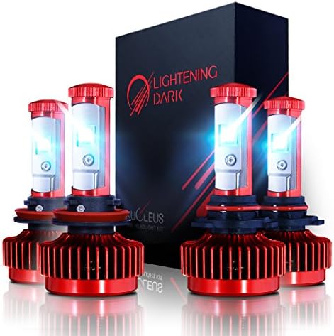 LIGHTENING DARK 9005 + H11 LED Headlight Bulbs Conversion Kit (Come With 2 Pairs), CREE XPL 6K Cool White,7200 Lumen - 3 Yr Warranty