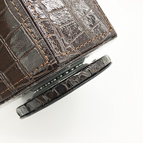 UnionBasic PU Leather Crocodile Pattern 360 Degrees Rotatable Remote Control Organizer, Spinning Mail/Media Desktop Organizer Caddy Holder (Brown)