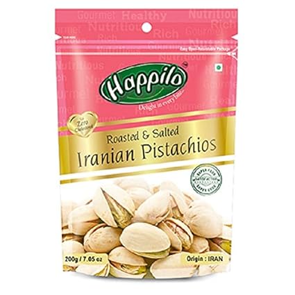 Happilo Premium Iranian Roasted and Salted Pistachios, 200g (Pack of 5)