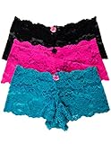 3 Pack Full Lace Boyshort Panties