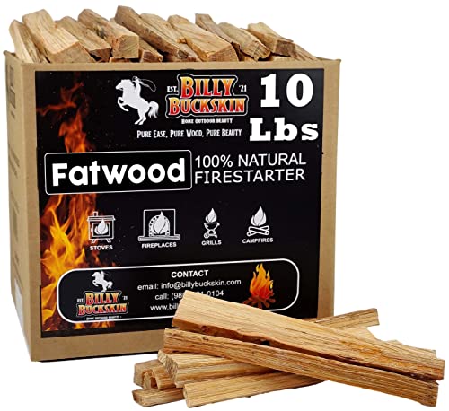 Billy Buckskin 10lb Box Fatwood Fire Starter Sticks, 100% Natural