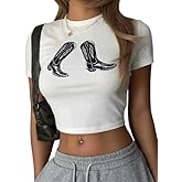 Howdy Baby Tees for Women Western Cowgirl Crop Top Vintage Y2K Cowboy Boots Cami Shirts