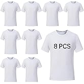 ORJ 8 PCS Unisex Tshirts for Adults Sublimation Blank T Shirt White Polyester Shirts Crew Neck Short Sleeve for Sublimation