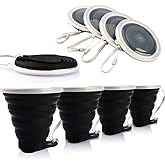 ME.FAN Silicone Collapsible Travel Cup - Silicone Folding Camping Cup with Lids - Expandable Drinking Cup Set - Portable, Graduated [9.22oz]