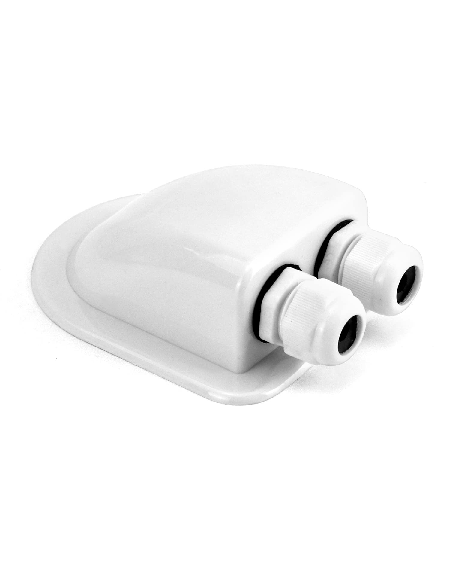 QWORK® 1 Pcs IP68 Solar Cable Entry Gland Waterproof ABS Solar Double Cable Entry Dual Cable Entry Housing for Solar Panels of RV, Caravan and Marine, White — image 1