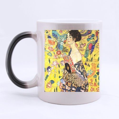 Lovers/Wife/Husband Gifts Presents Gustav Klimt Lady with a Fan Tea/Coffee/Wine Cup Cup 100% Ceramic 11-Ounce Morphing Mug