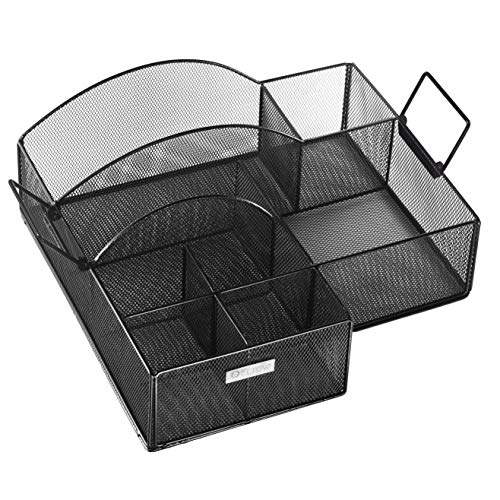 Eltow Plate and Cutlery Organizer with Handles: Large Kitchen Spoon, Fork, Knives and Cups Holder - Sturdy Bowl, Napkin and Tableware Dispenser - Home, Restaurant, BBQ and Picnic Plate Organizer Caddy