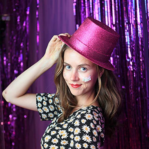 MIBOW Party Top Hats Colorful Glitter Headwear Sparkling Flat Hats Glitter Top Hats for Adults,8 Pack
