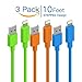 Cambond iPhone 6s Cable 3 Pack, 8 Pin Apple Certified Lightning to USB Cable Durable Stepped Apple Cord Data Sync and Charging Cable 10ft (Green + Blue + Orange)