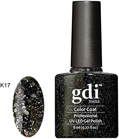 GDI NailsK17 Twilight Sparkle - Classic All Time Black Shade - UV LED Soak Off Gel Nail Polish Varnish - Diamond Shimmer Glitter Range - 8ml - ***REQUIRE UV/LED LAMP TO CURE DRY GEL POLISH***