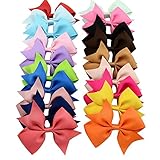 20pcs/lot Mutilcolor 4 inch Grosgrain Ribbon Hair Bows Girl Boutique Bow Baby Childs Handmade Diy Hairbows with Clip Kids Hair Accessories