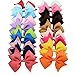 20pcs/lot Mutilcolor 4 inch Grosgrain Ribbon Hair Bows Girl Boutique Bow Baby Childs Handmade Diy Hairbows with Clip Kids Hair Accessories