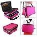 Goldwheat 3-tiers Cosmetic Train Case Professional Artist Makeup Train Case with Shoulder Strap, Pink