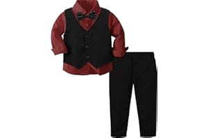 A&J DESIGN 4pcs Baby & Toddler Suit, 12 Months - 5T, Shirt & Pants & Vest & Bow Tie