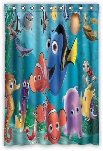 Custom Cartoon Finding Dory-Octopus Waterproof Fabric Bathroom Shower Curtain 48" x 72"