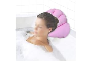 Aramox Bathroom Inflatable Spa Pillow, Soft PVC Towel Cloth Back Cushion with Suction Cups for Bathtub Comfort 15.74 X 11.81 