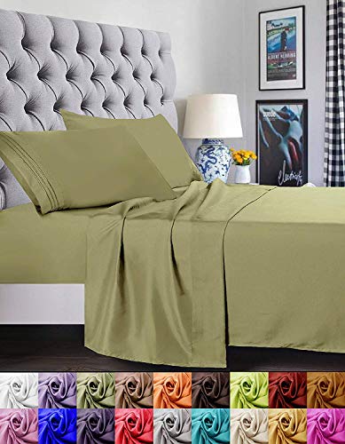 Elegant Comfort 1500 Premier Luxury Hotelqualität, superweich, knitterfrei und lichtbeständig, 4-teiliges Bettlaken-Set, Kingsize, Grün