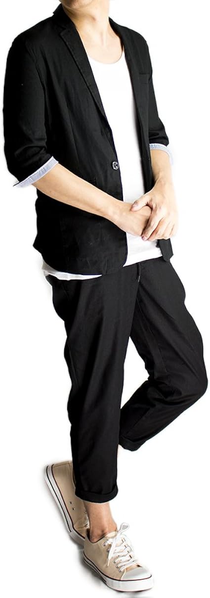 Amazon Co Jp ジェネレス ストレッチ 麻 セットアップ メンズ 服 ファッション小物