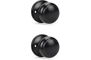 KNOBWELL 2 Pack Black Closet Door Knobs Dummy Door Knob, Individual Dummy Door Knob Single Side, Matte Black Interior Door Knobs, Easy Installation