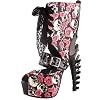 SHOW-STORY-Punk-Skull-Rose-Print-Stud-Buckle-Lace-UpPlatform-Bone-Heel-Club-Ankle-Bootie-SandalsLF80663