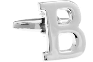 MRCUFF Letter A-Z Monogram Initial Cufflinks with a Presentation Gift Box & Polishing Cloth