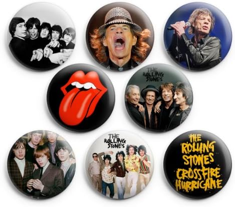 The Rolling Stones Pinback Buttons Badge 1.25" (Set of 8 ) Tongue Logo NEW
