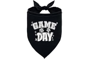 ZPPRJF Game Day Dog Bandana, Black Dog Bandana, Funny Cute Dog Bandana, Pet Dog Triangle Scarf, Pet Dog Scarf Accessories, Gift for Dog Lover, Dog Bandana for Small Medium Large Dogs (D40)