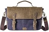 Goldwheat Vintage Leather 13" Laptop Messenger Bag Briefcase Canvas Satchel Bag
