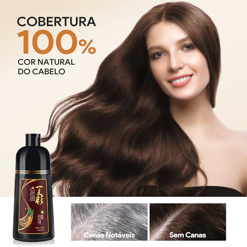 IIIMEIDU Shampoo de Tintura 3 em 1 Marrom escuro Natural 500ml – Cobre Cabelos Brancos Instantaneamente – Fórmula com Extratos Naturais – Para Homens e Mulheres