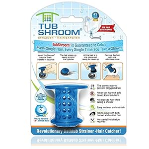 TubShroom Revolutionary Tub Drain Protector Hair Catcher/Strainer/Snare, Blue