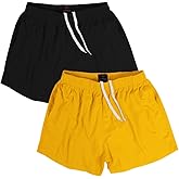 MADHERO Men Swim Trunks Short with Mesh Lining Solid Bathing Suit