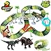 HOMOFY 157PCS Dinosaur Toys Race Car Flexible Track Sets, 1 Turntable, 2 Slopes,3 Dinosaurs, 2 Dinosaurs Car, Playset Toys for 3 4 5 6 7 Years Old Girls Boys Kids Toddlers Gifts