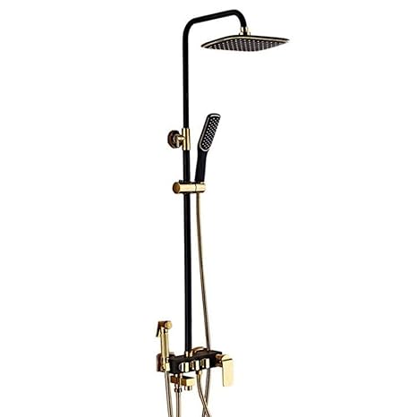 Bathroom Shower System Wall Mounted Shower Set Black With Gold