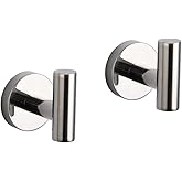 GERZWY Bath Towel Hook SUS 304 Stainless Steel Coat/Robe Clothes Hook for Bath Kitchen Modern Hotel Style Wall Mounted 2 Pack Polished Chrome AG-1107B-JG