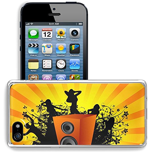 Liili Apple iPhone 5/iPhone 5S/iPhone SE Clear case Soft TPU Rubber Silicone Bumper Snap Cases iPhone5/5S IMAGE ID: 3300353 dance arround speaker on sunburst background