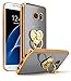 Samsung Galaxy S7 Edge Case, Bastex Slim Fit Clear Plastic TPU Gold Bumper Case Cover with Bling Heart Ring Holder Kickstand for Samsung Galaxy S7 Edge G937