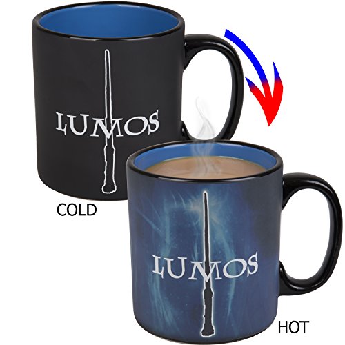 Harry Potter Lumos / Nox Heat Reveal Ceramic Coffee Mug - Magic Spells Activate with Heat! - 20 oz.