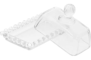 SEWACC Butter Storage Holder with Glass Lid and Pearl Edge, Mini Butter Dish for Dessert Presentation and