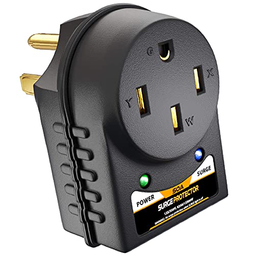 CARMTEK RV Surge Protector 50 Amp Power Adapter with Integrated Surge