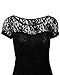 Measoul Women Round Neck Short Sleeve Pleated Lace Mini Party Evening Cocktail Dress