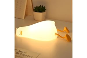 PAMANO Lying Flat Duck Night Light, 3 Level Dimmable Nursery Nightlight, Cute Silicone Duck Lamp, Rechargeable Bedside Touch Lamp for Breastfeeding Baby Kids Gift Room Decor