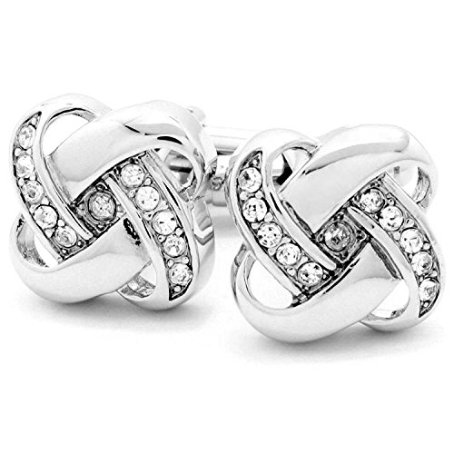 LBFEEL Classic Crystal Knot Cufflinks for Mens Shirt with a Gift Box