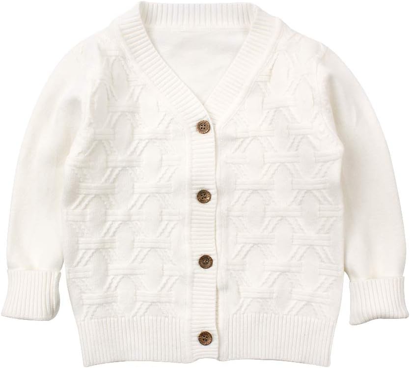 PeecabeToddler Boys Cardigan Sweater Infant Crochet Baby Sweater V-Neck Knitted Long Sleeve Sweatshirt Fall Winter 1-5T