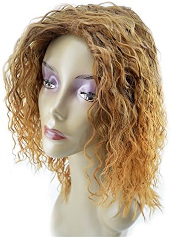 Leyee Brown Shoulder Middle Length Curly Kinky Fluffy Wigs Heat Resistant Synthetic Hair Replacement for Women, Fashion Natural Looking