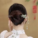 VNEWSCHI Women's Chinese Hair Stick Tassel Pearl Flower Retro Chopsticks Pin view 6