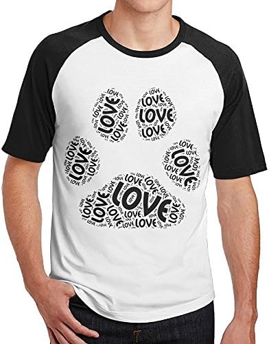 Love Dog Paw Print I Love Dogs Raglan Shirts Mens Short Sleeve TEE